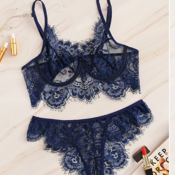 Unbranded Other - Blue Floral Lace Lingerie